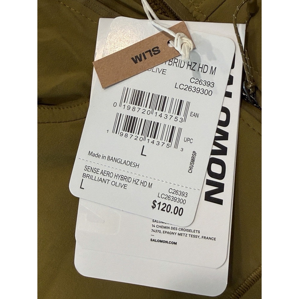 Salomon Sense Aero Hybrid HZ Hoodie Brilliant Olive LC2639300 Mens Large NWT - Picture 11 of 14